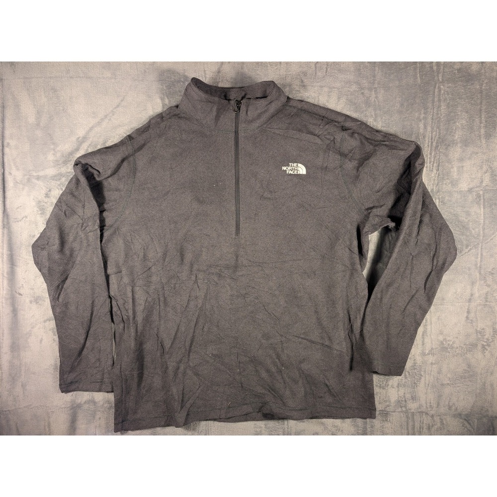 The North Face Men's Textured Quarter Zip Fleece Pullover Charcoal Grey Size XXL